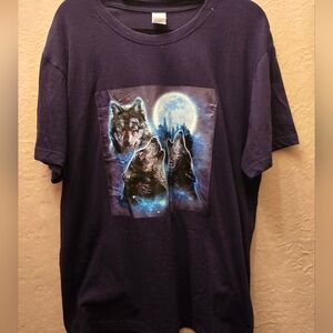 Wolf Moon Graphic T-Shirt Nature Wildlife Tee Medium